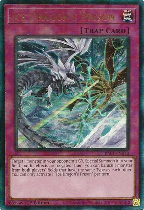 Ice Dragon's Prison Prismatic Ultimate Rare RA01-EN078 Yu-Gi-Oh card from 25th Anniversary Rarity Collection