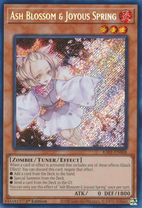 Ash Blossom & Joyous Spring Secret Rare RA01-EN008 Yu-Gi-Oh card from 25th Anniversary Rarity Collection