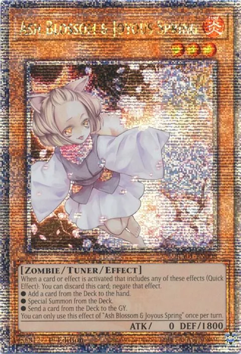 Ash Blossom & Joyous Spring Quarter Century Secret Rare RA01-EN008 Yu-Gi-Oh card from 25th Anniversary Rarity Collection