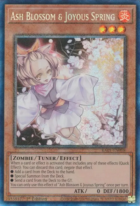 Ash Blossom & Joyous Spring Prismatic Collector's Rare RA01-EN008 Yu-Gi-Oh card from 25th Anniversary Rarity Collection