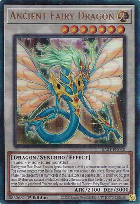 Ancient Fairy Dragon Prismatic Ultimate Rare RA01-EN030 Yu-Gi-Oh card from 25th Anniversary Rarity Collection