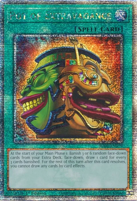 Pot of Extravagance Quarter Century Secret Rare RA01-EN059 Yu-Gi-Oh card from 25th Anniversary Rarity Collection