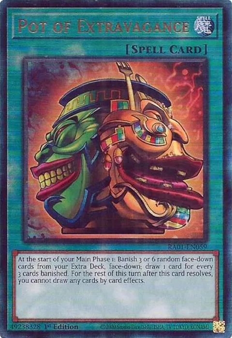 Pot of Extravagance Prismatic Ultimate Rare RA01-EN059 Yu-Gi-Oh card from 25th Anniversary Rarity Collection