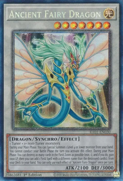 Ancient Fairy Dragon Prismatic Collector's Rare RA01-EN030 Yu-Gi-Oh card from 25th Anniversary Rarity Collection
