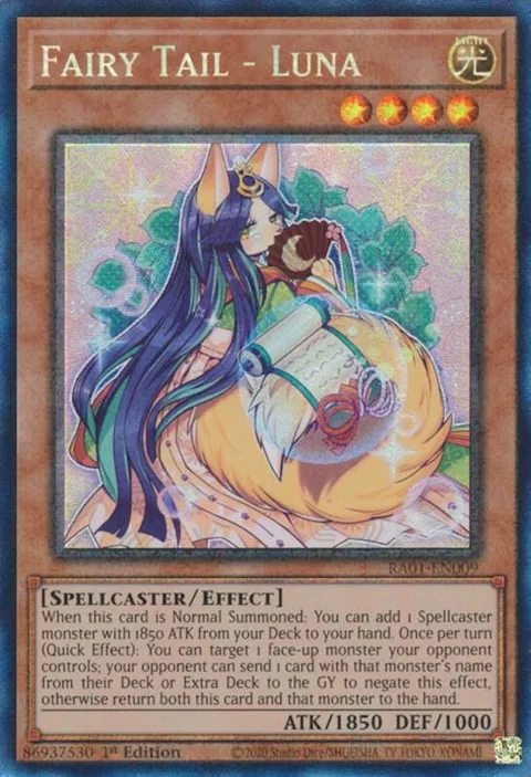 Fairy Tail - Luna Prismatic Collector's Rare RA01-EN009 Yu-Gi-Oh card from 25th Anniversary Rarity Collection