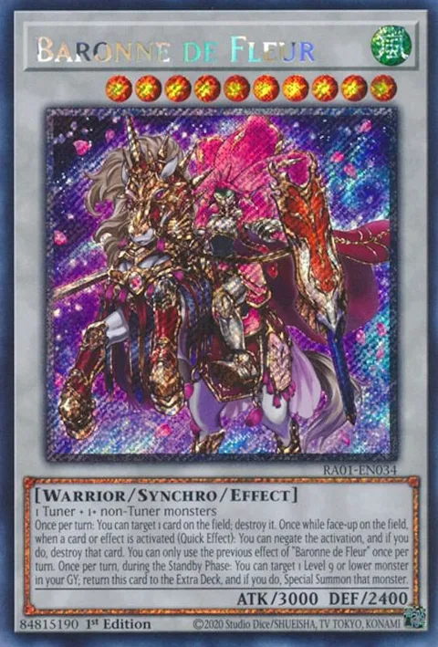 Baronne de Fleur Platinum Secret Rare RA01-EN034 Yu-Gi-Oh card from 25th Anniversary Rarity Collection