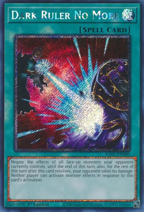 Dark Ruler No More Platinum Secret Rare RA01-EN060 Yu-Gi-Oh card from 25th Anniversary Rarity Collection