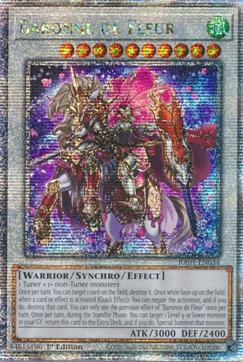 Baronne de Fleur Quarter Century Secret Rare RA01-EN034 Yu-Gi-Oh card from 25th Anniversary Rarity Collection