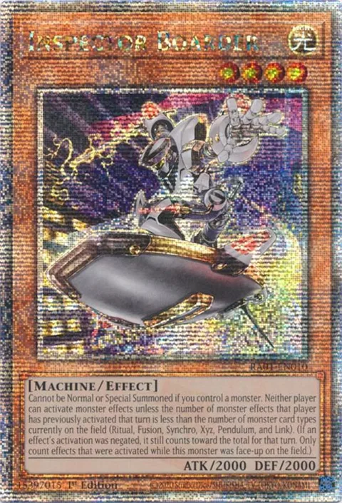 Inspector Boarder Quarter Century Secret Rare RA01-EN010 Yu-Gi-Oh card from 25th Anniversary Rarity Collection