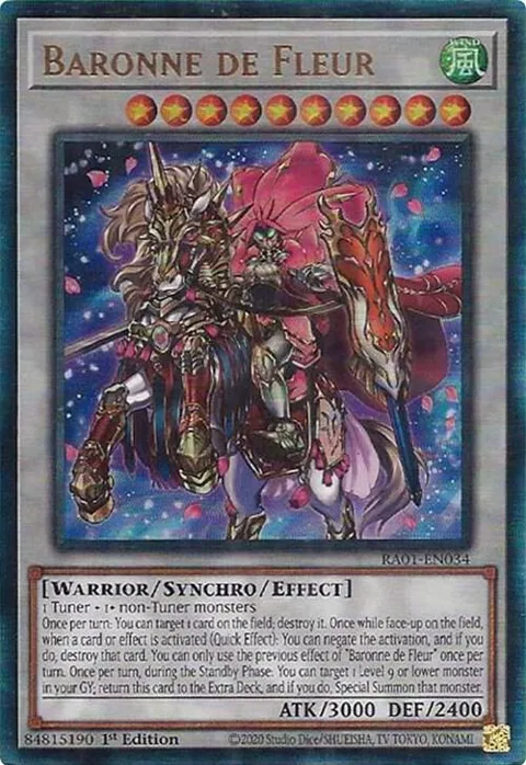 Baronne de Fleur Prismatic Ultimate Rare RA01-EN034 Yu-Gi-Oh card from 25th Anniversary Rarity Collection