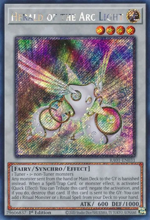 Herald of the Arc Light Platinum Secret Rare RA01-EN031 Yu-Gi-Oh card from 25th Anniversary Rarity Collection