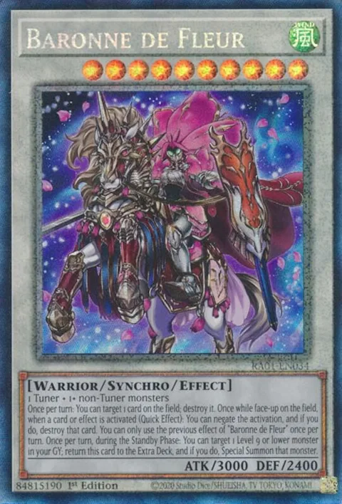 Baronne de Fleur Prismatic Collector's Rare RA01-EN034 Yu-Gi-Oh card from 25th Anniversary Rarity Collection