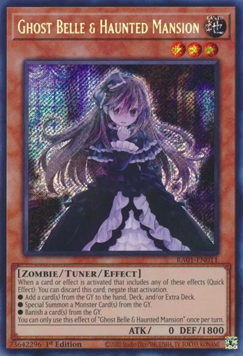 Ghost Belle & Haunted Mansion Secret Rare RA01-EN011 Yu-Gi-Oh card from 25th Anniversary Rarity Collection