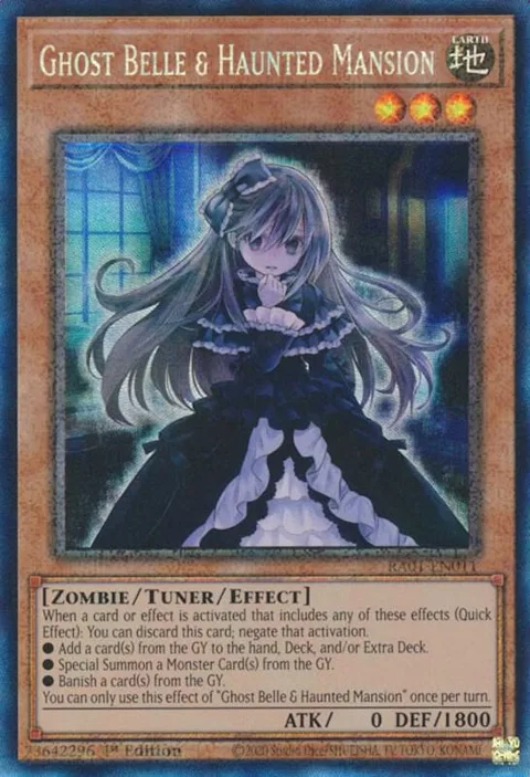 Ghost Belle & Haunted Mansion Prismatic Collector's Rare RA01-EN011 Yu-Gi-Oh card from 25th Anniversary Rarity Collection