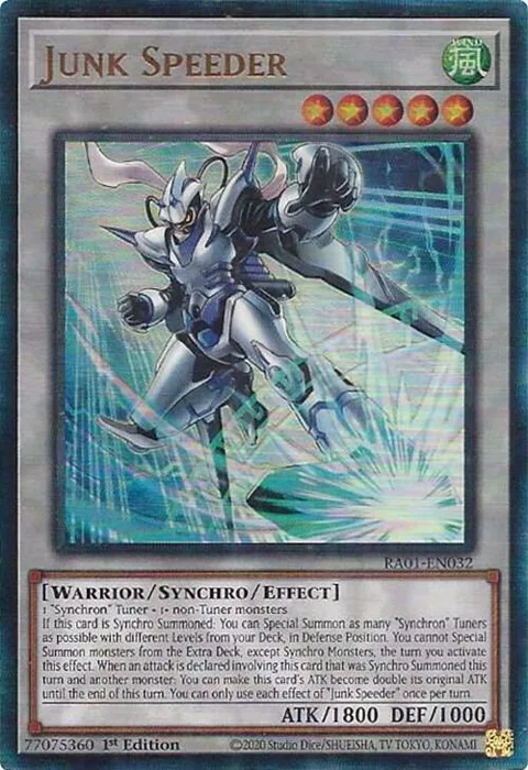 Junk Speeder Prismatic Ultimate Rare RA01-EN032 Yu-Gi-Oh card from 25th Anniversary Rarity Collection