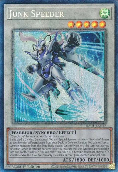 Junk Speeder Prismatic Collector's Rare RA01-EN032 Yu-Gi-Oh card from 25th Anniversary Rarity Collection