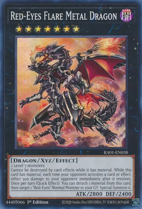 Red-Eyes Flare Metal Dragon RA01-EN038 Yu-Gi-Oh card from 25th Anniversary Rarity Collection