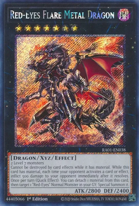 Red-Eyes Flare Metal Dragon Platinum Secret Rare RA01-EN038 Yu-Gi-Oh card from 25th Anniversary Rarity Collection