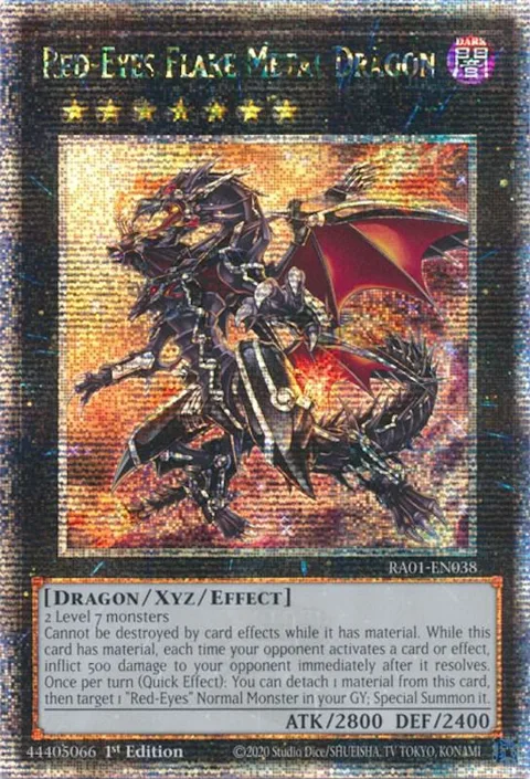 Red-Eyes Flare Metal Dragon Quarter Century Secret Rare RA01-EN038 Yu-Gi-Oh card from 25th Anniversary Rarity Collection