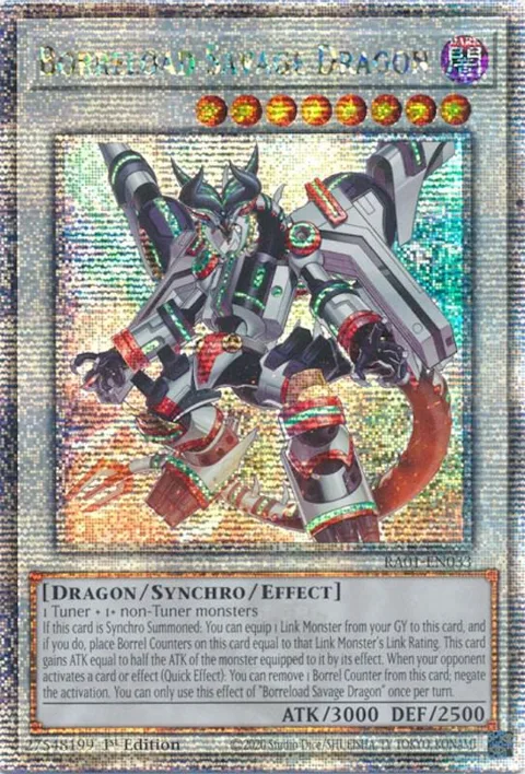 Borreload Savage Dragon Quarter Century Secret Rare RA01-EN033 Yu-Gi-Oh card from 25th Anniversary Rarity Collection