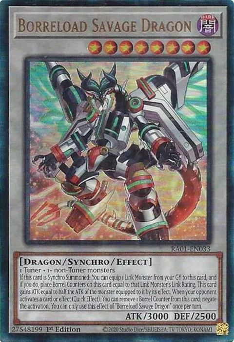 Borreload Savage Dragon Prismatic Ultimate Rare RA01-EN033 Yu-Gi-Oh card from 25th Anniversary Rarity Collection