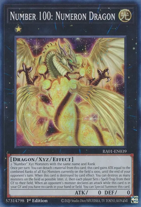 Number 100: Numeron Dragon RA01-EN039 Yu-Gi-Oh card from 25th Anniversary Rarity Collection