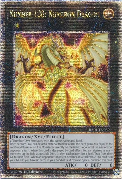 Number 100: Numeron Dragon Quarter Century Secret Rare RA01-EN039 Yu-Gi-Oh card from 25th Anniversary Rarity Collection