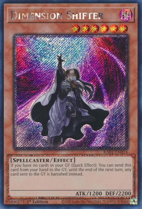 Dimension Shifter Platinum Secret Rare RA01-EN014 Yu-Gi-Oh card from 25th Anniversary Rarity Collection