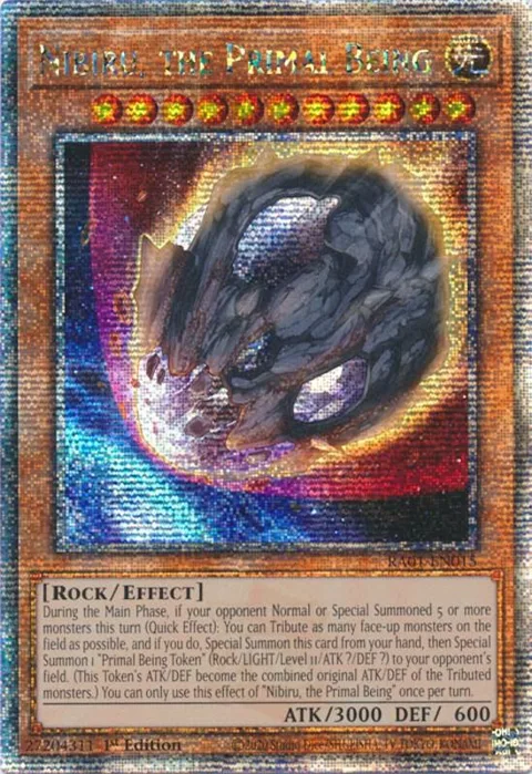 Nibiru, the Primal Being Quarter Century Secret Rare RA01-EN015 Yu-Gi-Oh card from 25th Anniversary Rarity Collection