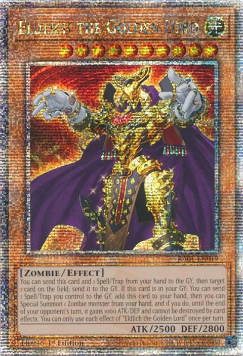 Eldlich the Golden Lord Quarter Century Secret Rare RA01-EN019 Yu-Gi-Oh card from 25th Anniversary Rarity Collection