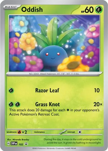 Oddish #102 Pokémon card from Scarlet & Violet Promo Cards