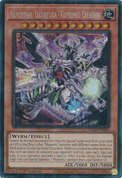 Mementoal Tecuhtlica - Combined Creation Collector's Rare VASM-EN001 Yu-Gi-Oh card from Valiant Smashers