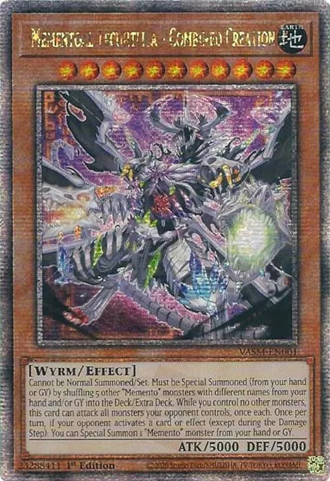 Mementoal Tecuhtlica - Combined Creation Quarter Century Secret Rare VASM-EN001 Yu-Gi-Oh card from Valiant Smashers