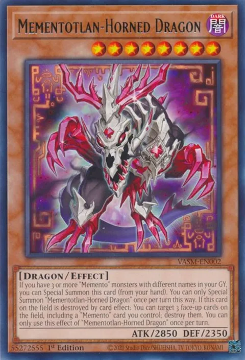 Mementotlan-Horned Dragon VASM-EN002 Yu-Gi-Oh card from Valiant Smashers