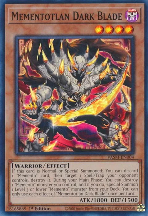 Mementotlan Dark Blade VASM-EN004 Yu-Gi-Oh card from Valiant Smashers
