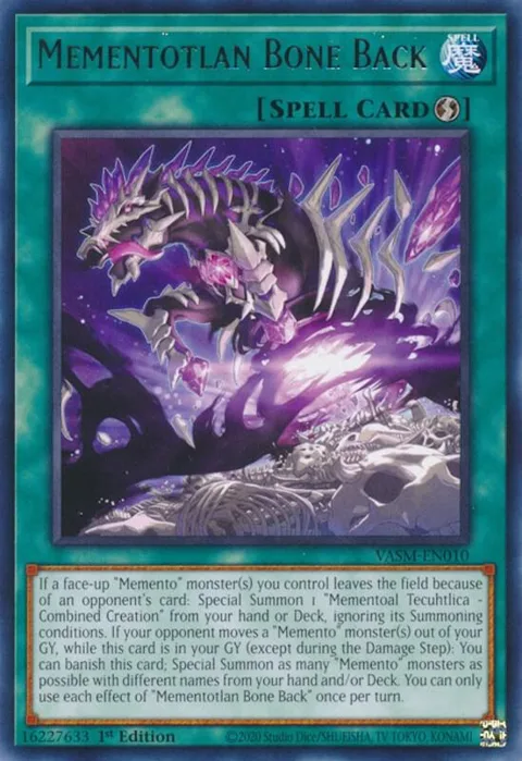Mementotlan Bone Back VASM-EN010 Yu-Gi-Oh card from Valiant Smashers