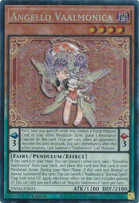 Angello Vaalmonica Collector's Rare VASM-EN031 Yu-Gi-Oh card from Valiant Smashers