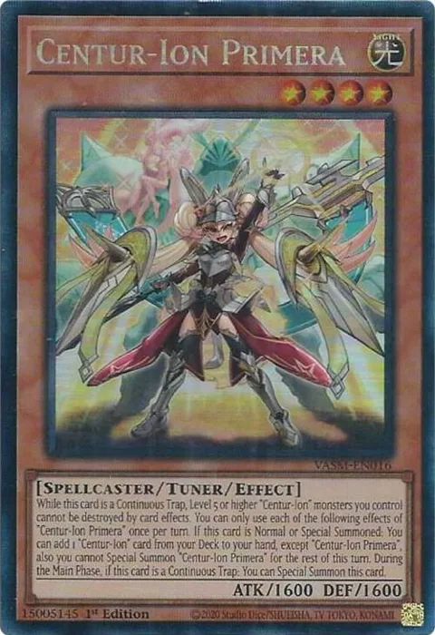 Centur-Ion Primera Collector's Rare VASM-EN016 Yu-Gi-Oh card from Valiant Smashers