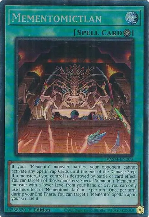 Mementomictlan Collector's Rare VASM-EN008 Yu-Gi-Oh card from Valiant Smashers