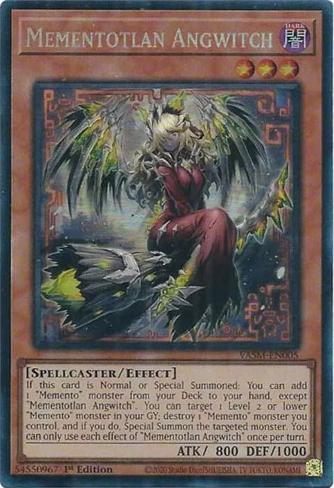 Mementotlan Angwitch Collector's Rare VASM-EN005 Yu-Gi-Oh card from Valiant Smashers