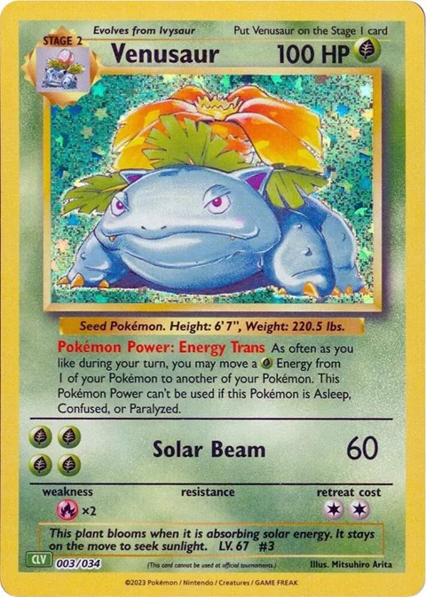 Venusaur #003/034 Holofoil Pokémon card from Trading Card Game Classic