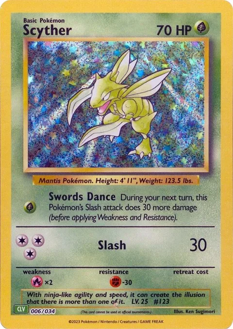 Scyther #006/034 Holofoil Pokémon card from Trading Card Game Classic