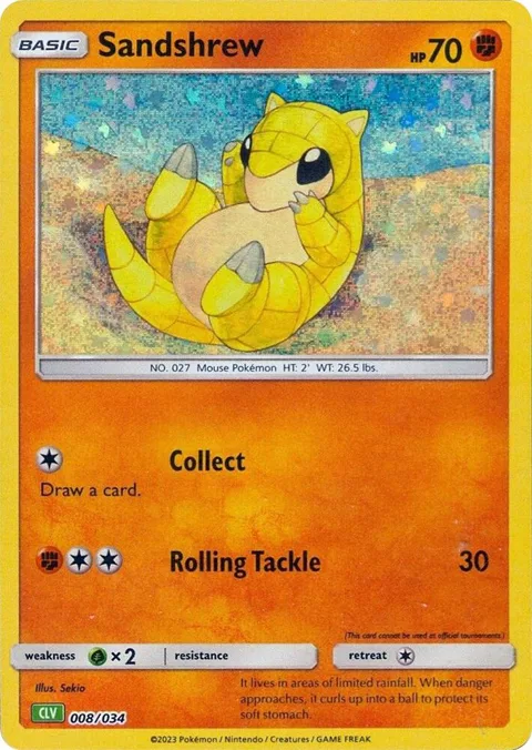 Sandshrew #008/034 Holofoil Pokémon card from Trading Card Game Classic