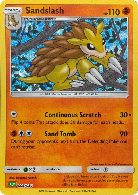 Sandslash #009/034 Holofoil Pokémon card from Trading Card Game Classic
