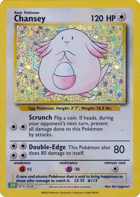 Chansey #015/034 Holofoil Pokémon card from Trading Card Game Classic
