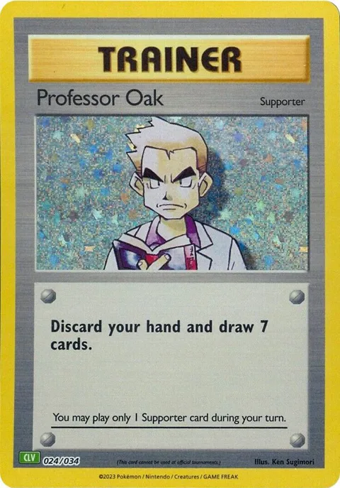 Professor Oak CLV #024/034 Holofoil Pokémon card from Trading Card Game Classic