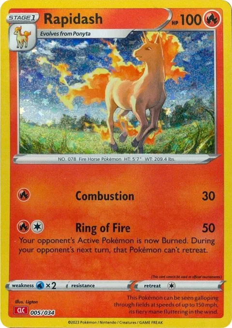 Rapidash #005/034 Holofoil Pokémon card from Trading Card Game Classic