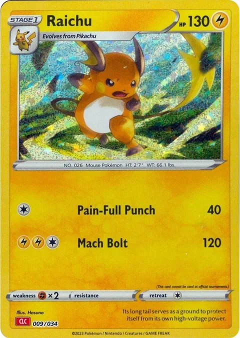 Raichu #009/034 Holofoil Pokémon card from Trading Card Game Classic