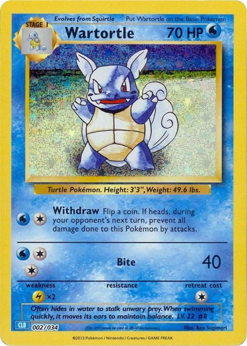 Wartortle #002/034 Holofoil Pokémon card from Trading Card Game Classic