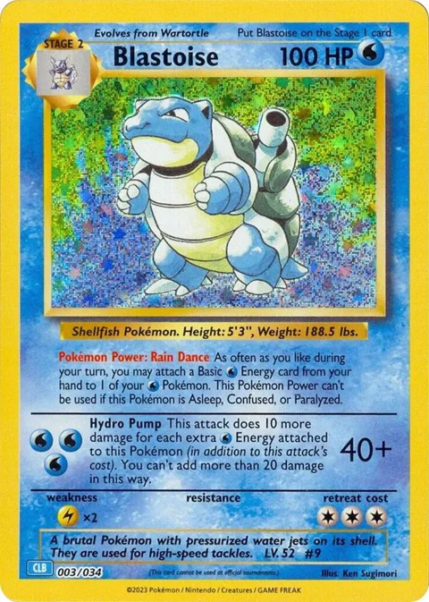 Blastoise #003/034 Holofoil Pokémon card from Trading Card Game Classic